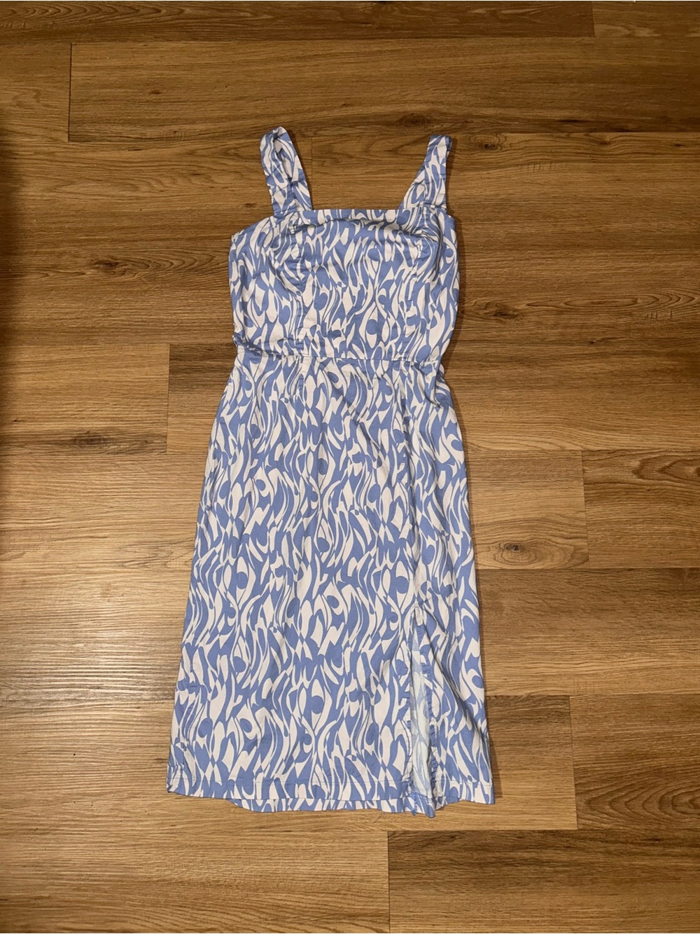Monteau Blue White Midi Sundress Women’s Size S Flowy Boho